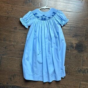 Blue smocked nativity Christmas dress.  4T